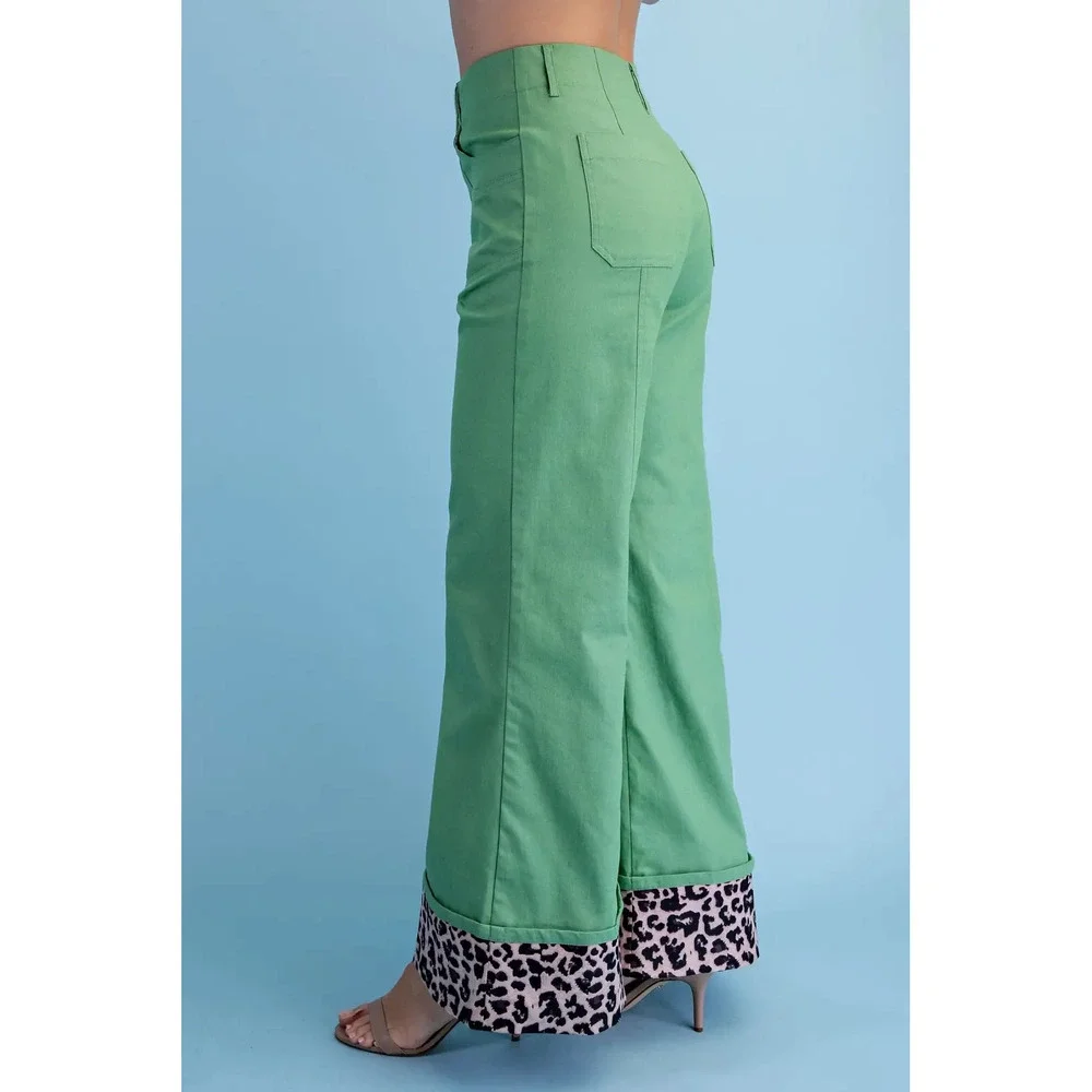TE2041 APGRN Gigio Leopard Cuffed Flare Pants Various Sizes - Picture 4 of 5